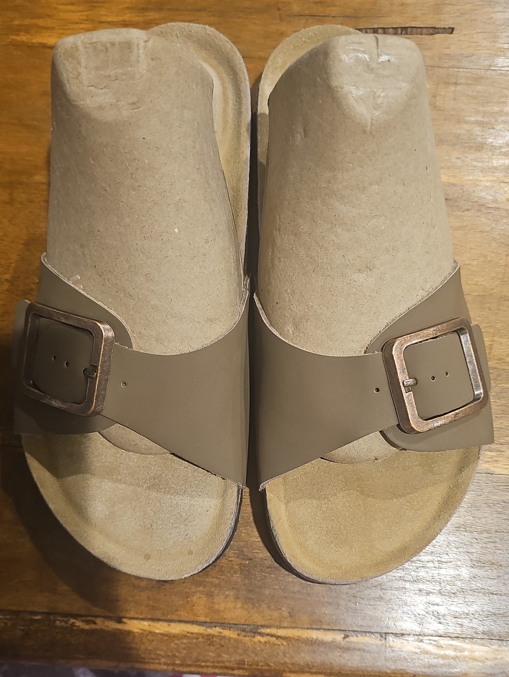 New! Women’s Project Cloud Taupe Slide Sandals with Buckle_Size 8